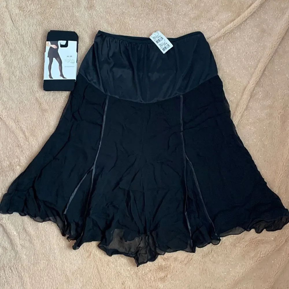Motherhood Maternity Skirt and Pantyhose Tights Set Black M/ A-B